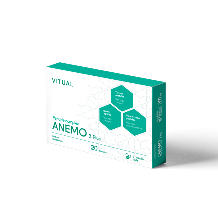 Anemo 3 Plus - Endurance &amp; Immune System Peptide Bioregulator Complex 20 Capsules