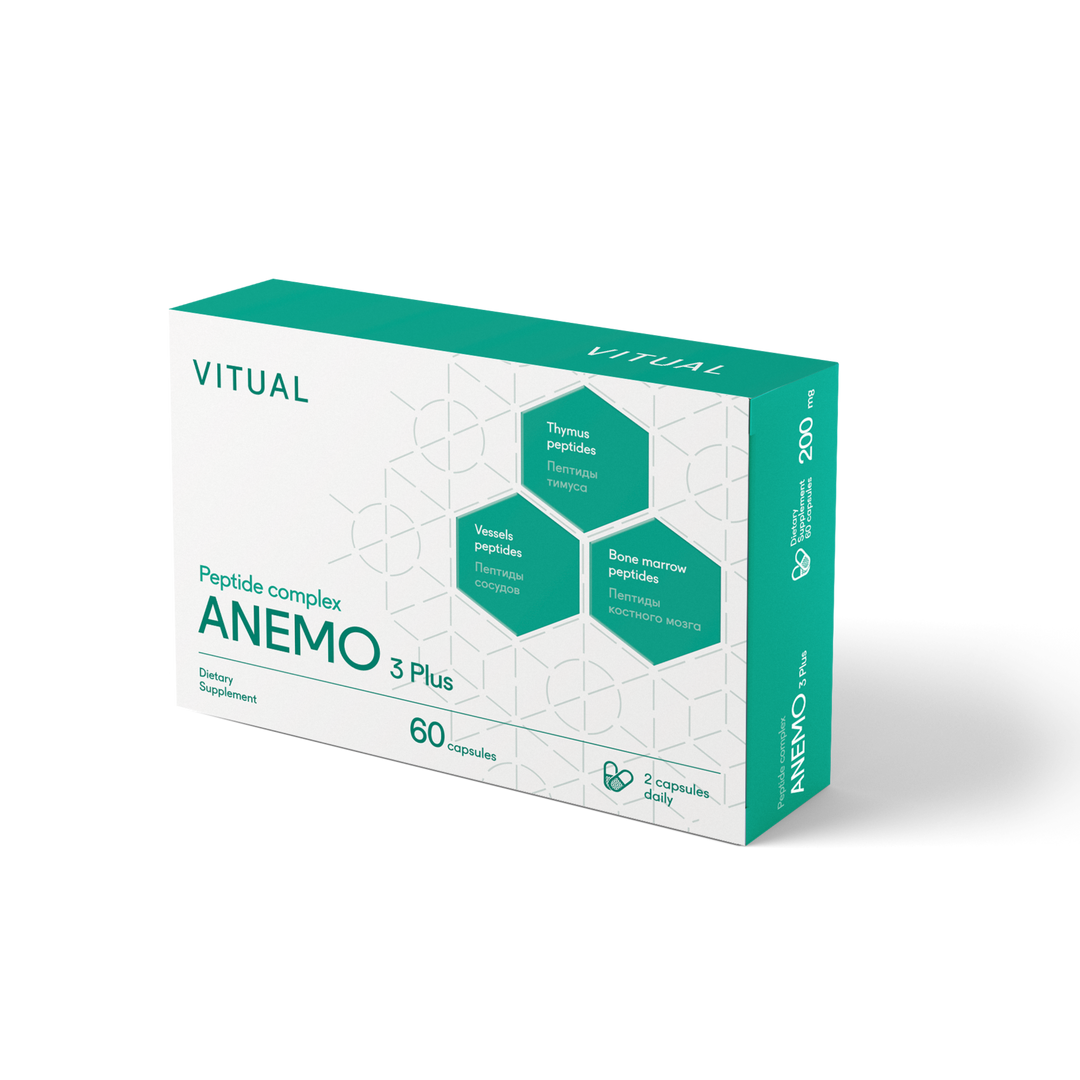 Anemo 3 Plus - Endurance &amp; Immune System Peptide Bioregulator Complex 60 Capsules