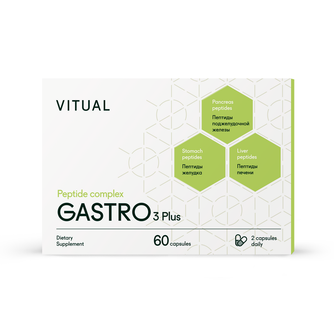 Gastro 3 Plus Digestive System Peptide Bioregulator Complex 60 Capsules