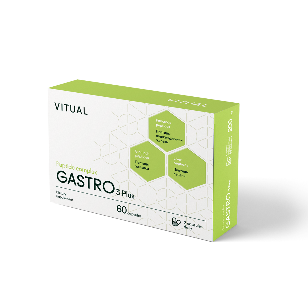 Gastro 3 Plus Digestive System Peptide Bioregulator Complex 60 Capsules