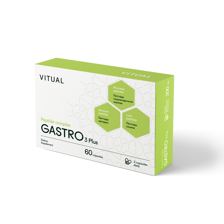 Gastro 3 Plus Digestive System Peptide Bioregulator Complex 60 Capsules