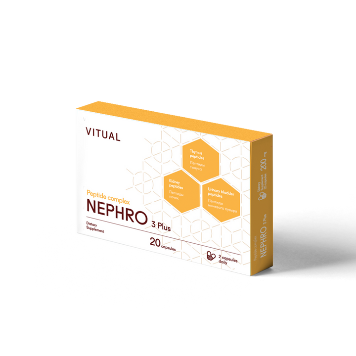 Nephro 3 Plus - Urinary System Peptide Bioregulator Complex 20 Capsules