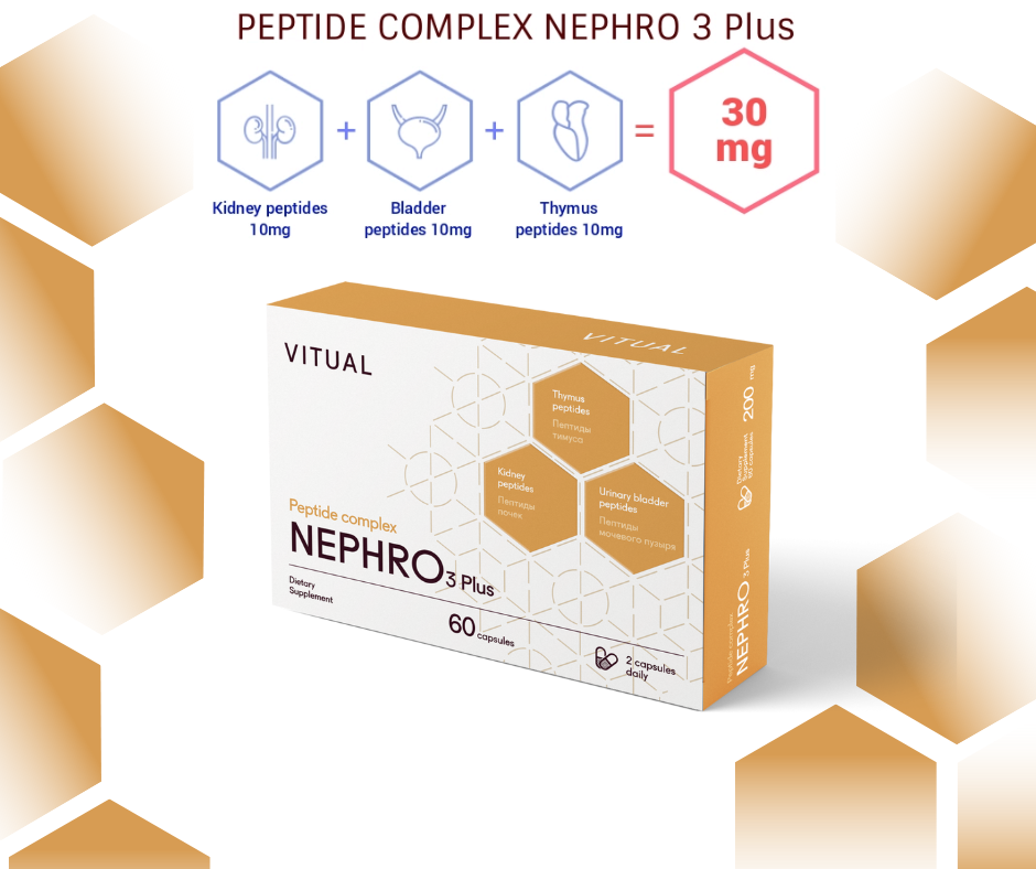 Nephro 3 Plus - Urinary System Peptide Bioregulator Complex 20 Capsules