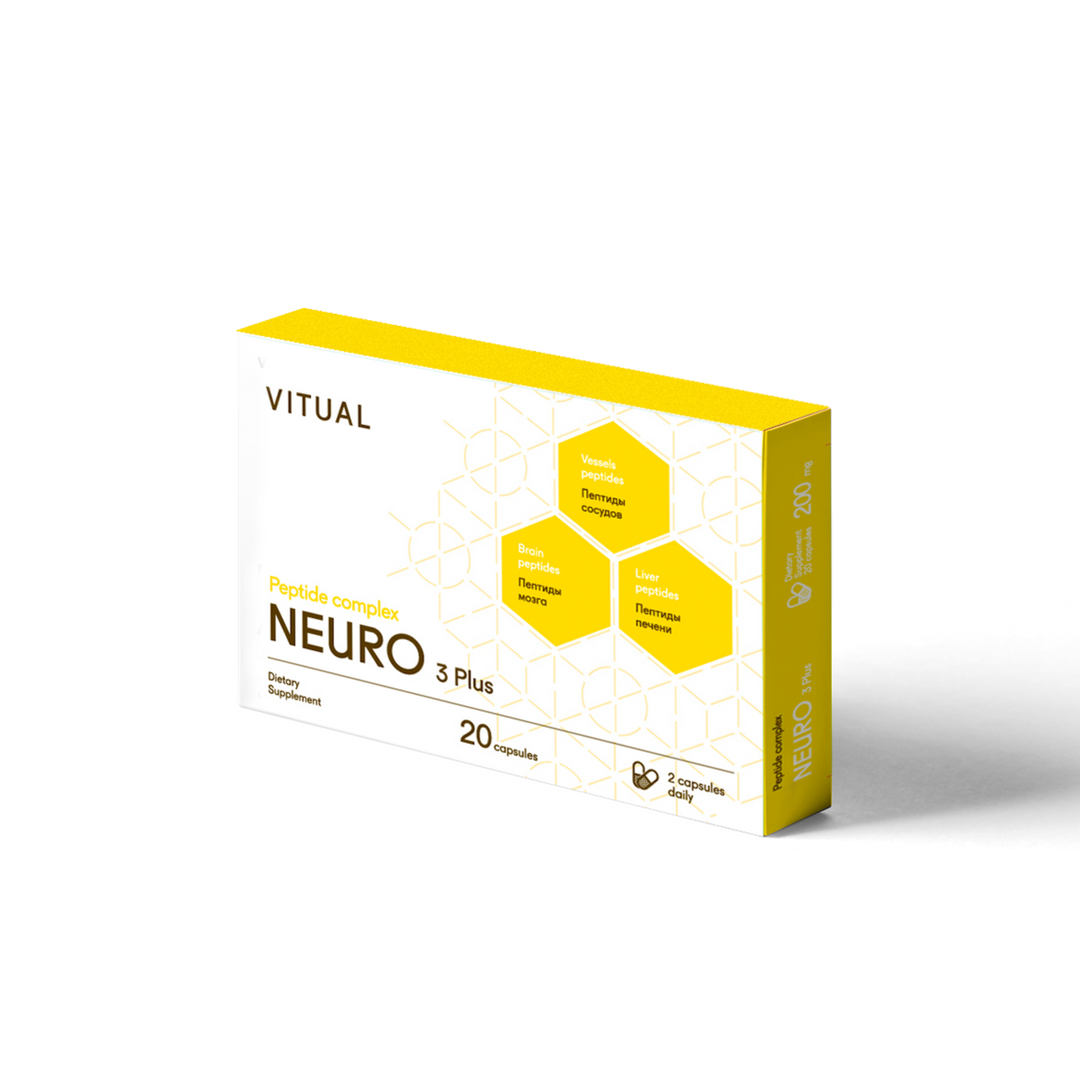 Neuro 3 Plus - Nervous System &amp; Brain Peptide Bioregulator Complex 20 Capsules