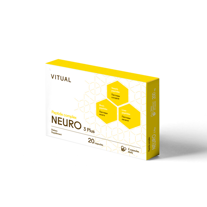 Neuro 3 Plus - Nervous System &amp; Brain Peptide Bioregulator Complex 20 Capsules