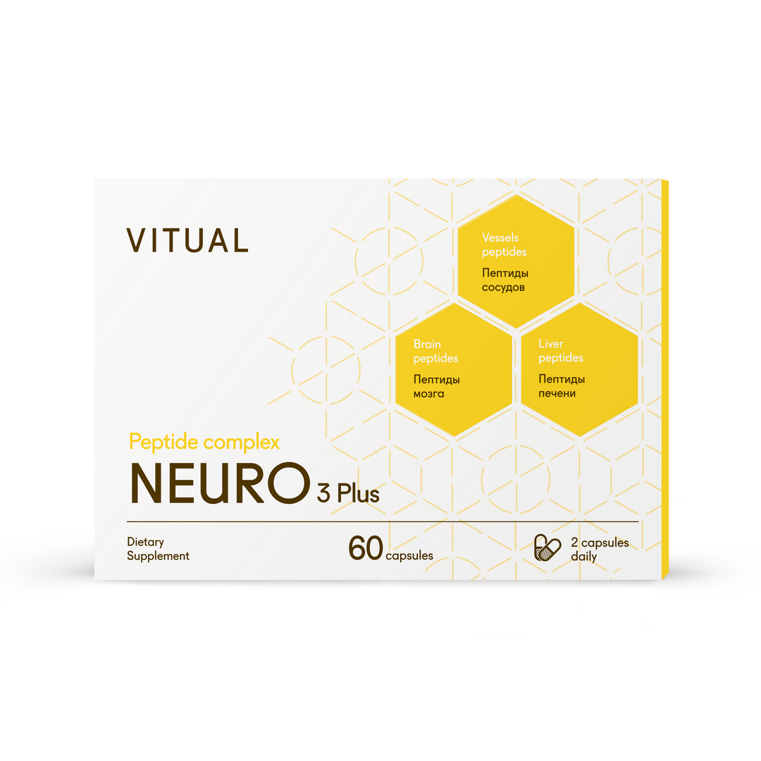 Neuro 3 Plus - Nervous System &amp; Brain Peptide Bioregulator Complex 60 Capsules