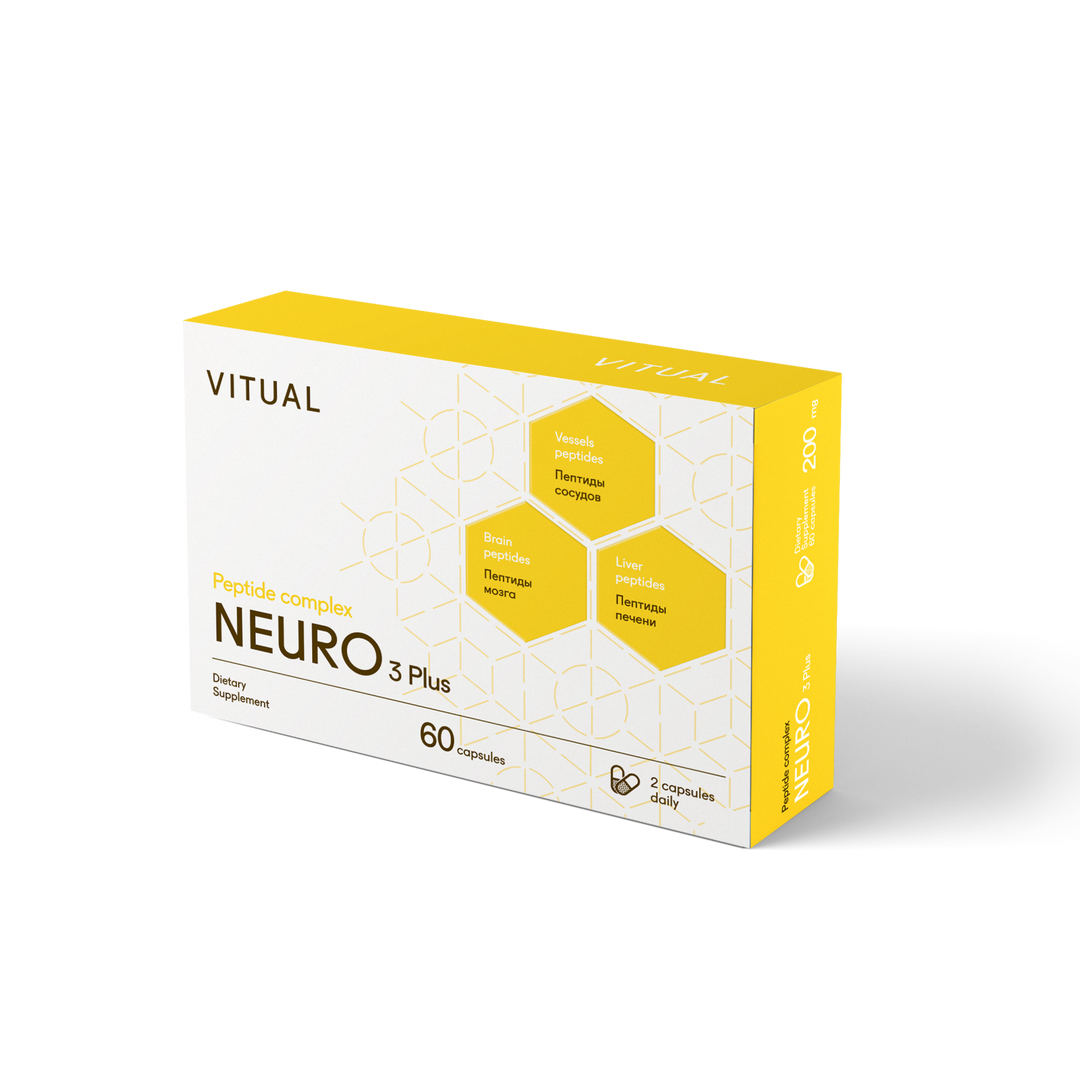 Neuro 3 Plus - Nervous System &amp; Brain Peptide Bioregulator Complex 60 Capsules