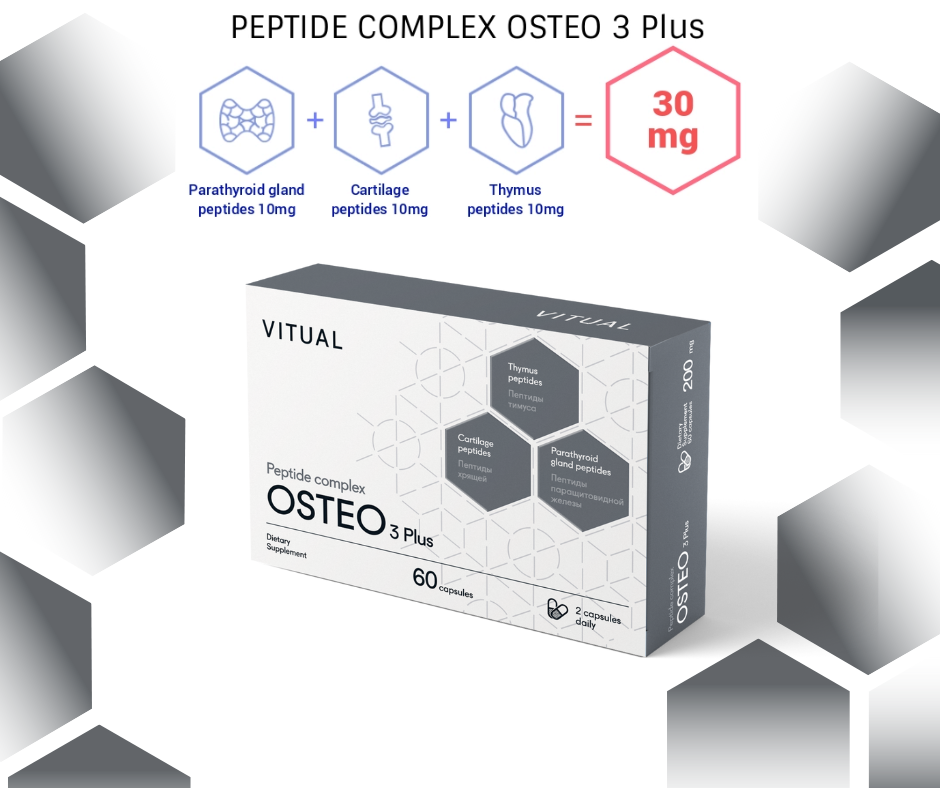 Osteo 3 Plus - Musculoskeletal System Peptide Bioregulator Complex 20 Capsules