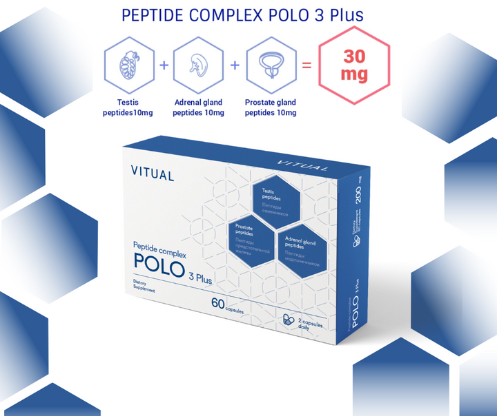 Polo 3 Plus - Male Health Peptide Bioregulator Complex 20 Capsules