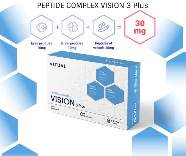 Vision 3 Plus - Visual System Peptide Bioregulator Complex 20 Capsules