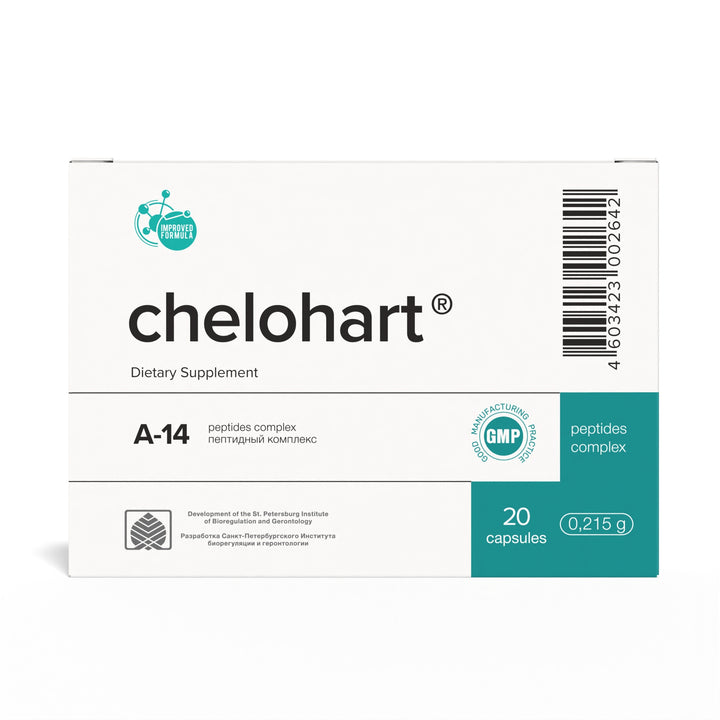 Chelohart A-14 Natural Heart Peptide Bioregulator 20 Capsules