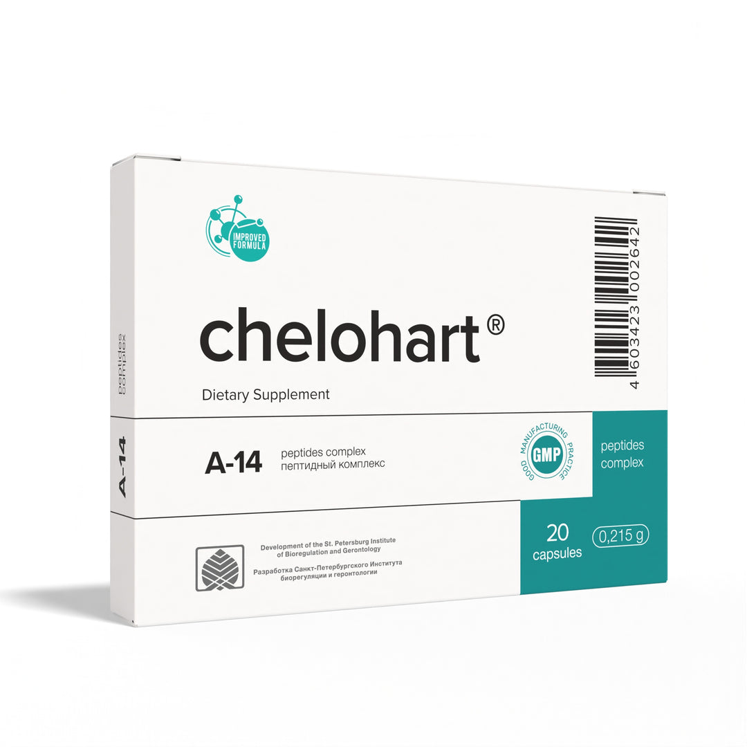 Chelohart A-14 Natural Heart Peptide Bioregulator 20 Capsules