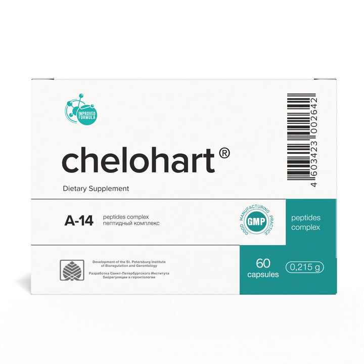 Chelohart A-14 Natural Heart Peptide Bioregulator 60 Capsules