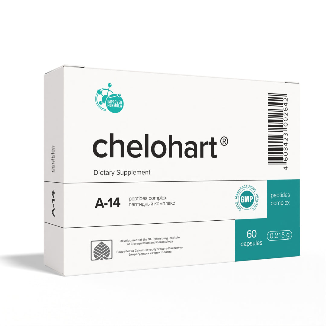 Chelohart A-14 Natural Heart Peptide Bioregulator 60 Capsules