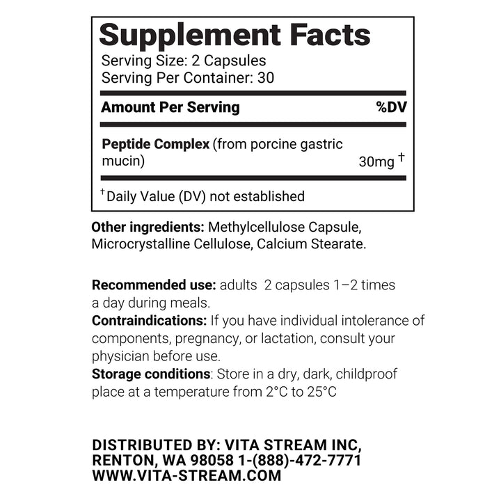 Gastrogen – Gastric Mucin Natural Peptide Bioregulator 60 Capsules