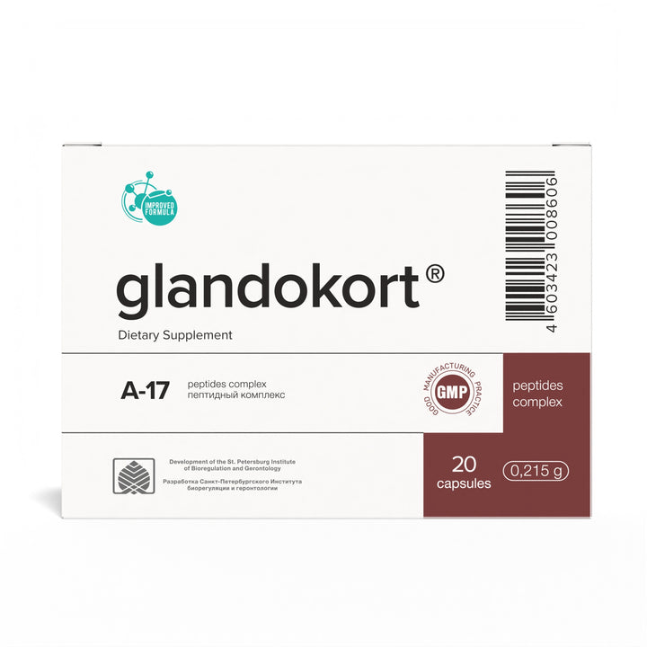 Glandokort A-17 Natural Adrenal Peptide Bioregulator 20 Capsules