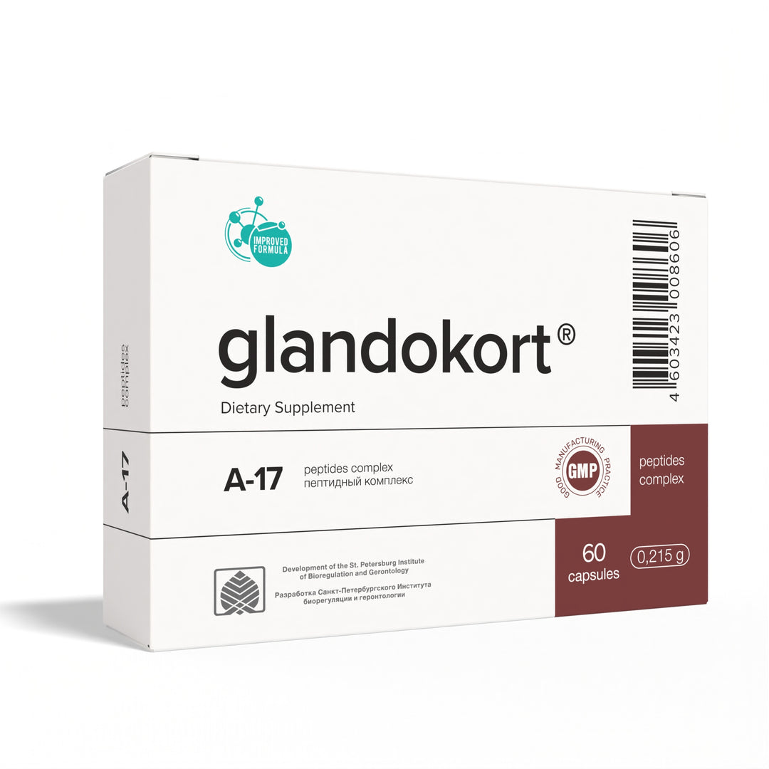Glandokort A-17 Natural Adrenal Peptide Bioregulator 60 Capsules