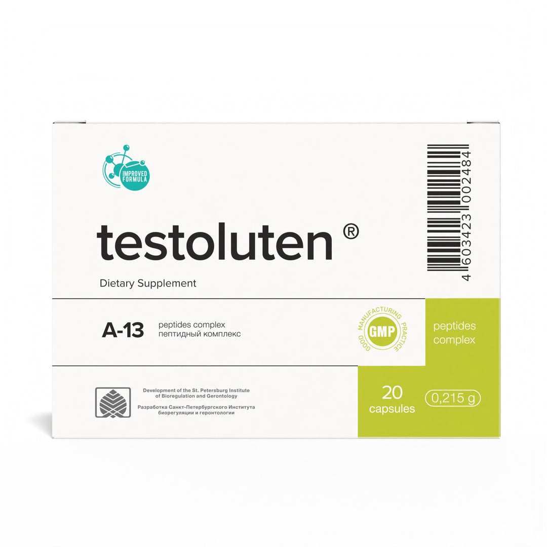 Testoluten A-13 Natural Testes Peptide Bioregulator 20 Capsules