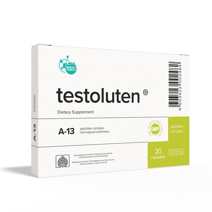 Testoluten A-13 Natural Testes Peptide Bioregulator 20 Capsules