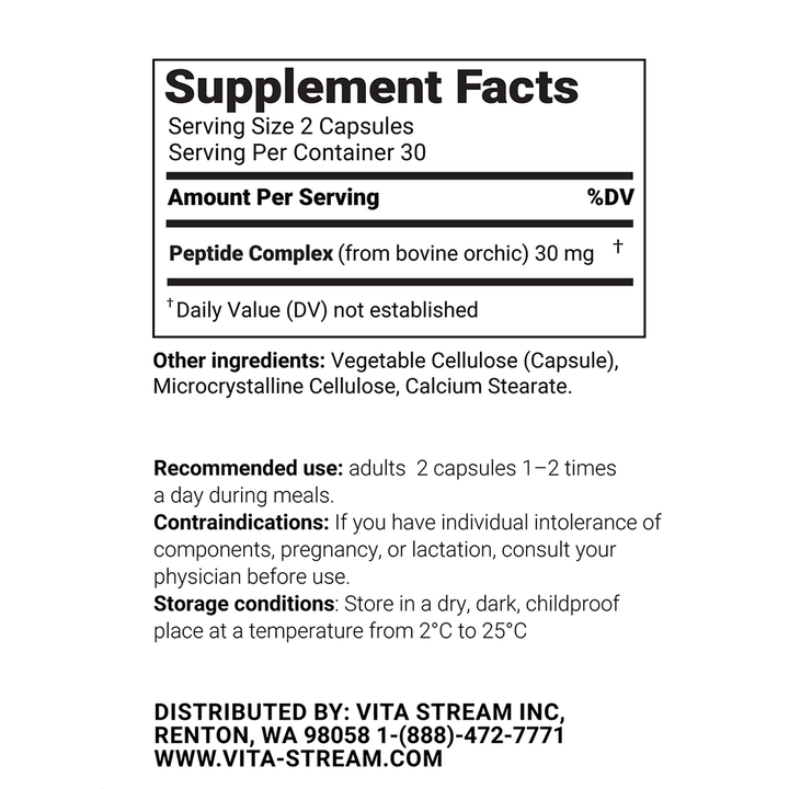 Testovive – Testes Natural Peptide Bioregulator 60 Capsules