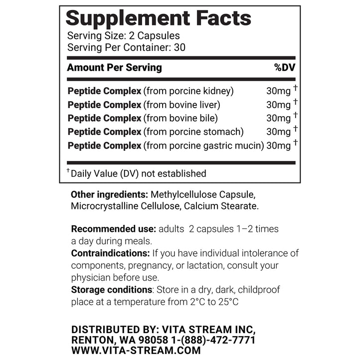 Vita Detox – Natural Peptide Bioregulator Complex 60 Capsules